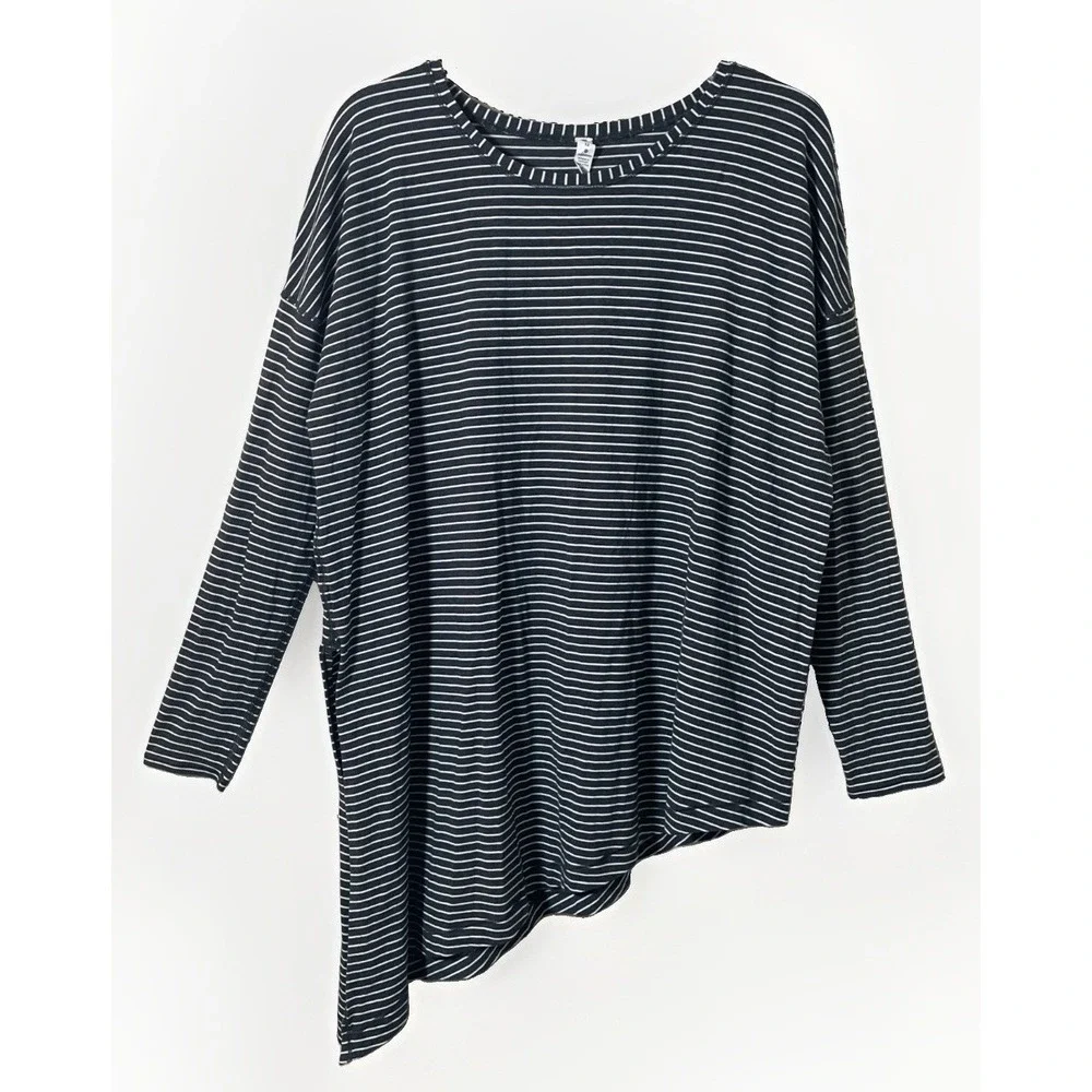 Lululemon To The Point Long Sleeve Womens Size 12 Pima Cotton Loose Yoga Stripe